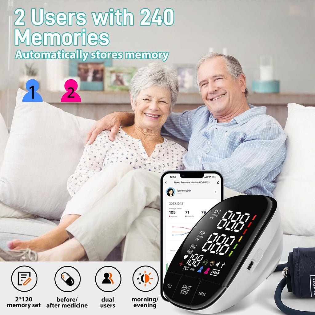 huangirl Monitor de presión arterial superior del brazo, brazalete automático de presión arterial con puño grande, monitores de presión arterial para uso doméstico