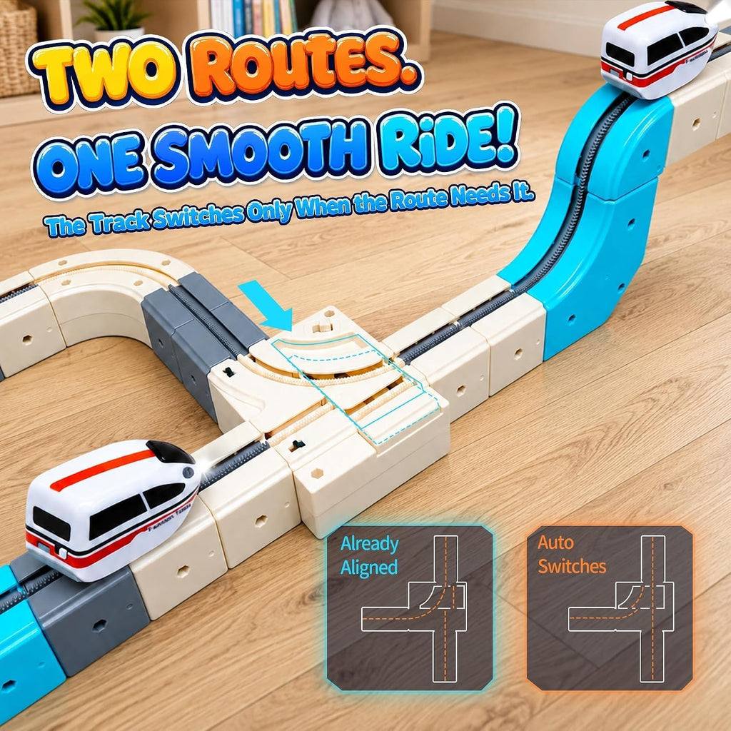 Juego de tren eléctrico de 106 piezas, elevador de 3 niveles
