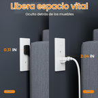 TESSAN Regleta delgada con cable de extensión plano ultrafino de 5 pies