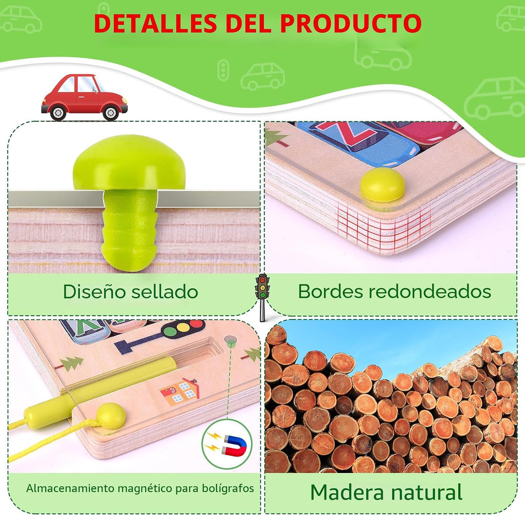Laberinto Magnético de Alfabeto de Madera, Juguetes Montessori de Habilidades Motoras Finas para Niños y Niñas de 3, 4, 5 Años de Edad, Juguetes de Aprendizaje del ABC para Niños de 3 años en