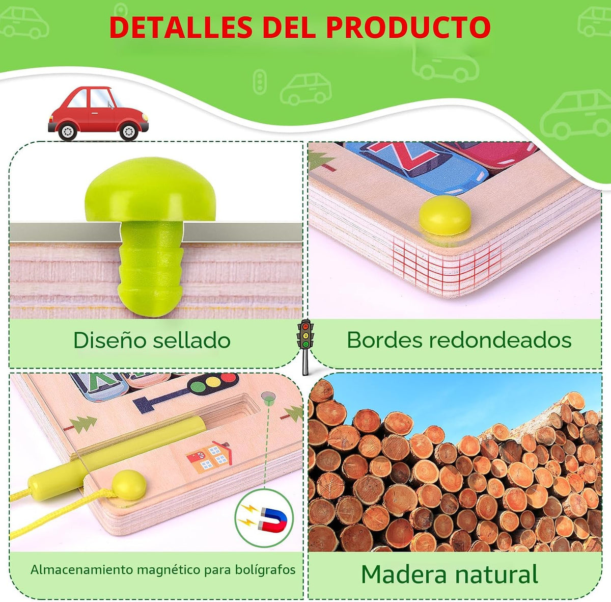 Laberinto Magnético de Alfabeto de Madera, Juguetes Montessori de Habilidades Motoras Finas para Niños y Niñas de 3, 4, 5 Años de Edad, Juguetes de Aprendizaje del ABC para Niños de 3 años en