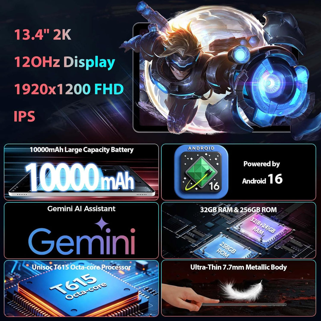 Tableta de 13 pulgadas, tableta Android 16 2026 con teclado, expans...