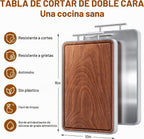 Tablas de cortar de titanio para cocina, tabla de cortar de madera de ébano, tabla de cortar de metal de doble cara con asa y canal para jugos, ideas de electrodomésticos de cocina para carne y charcutería