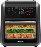 Chefman Horno freidora de aire 5 en 1 de 12 cuartos de galón con temporizador digital, pantalla táctil y 12 ajustes preestablecidos, horno de convección de encimera de tamaño familiar, piezas aptas para lavavajillas