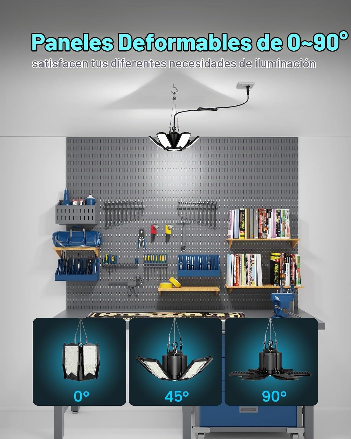 Enchufe de luz de garaje con sensor de movimiento, 200W, 2000LM, base E26, 1 paquete
