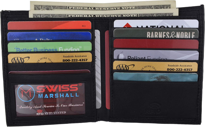 Swiss Marshall Cartera europea de piel de cordero con bloqueo RFID...