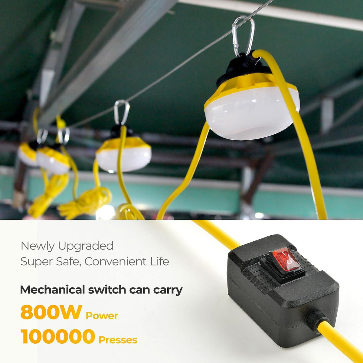 Cadena de luces LED de 3 clavijas de 50 pies con interruptor