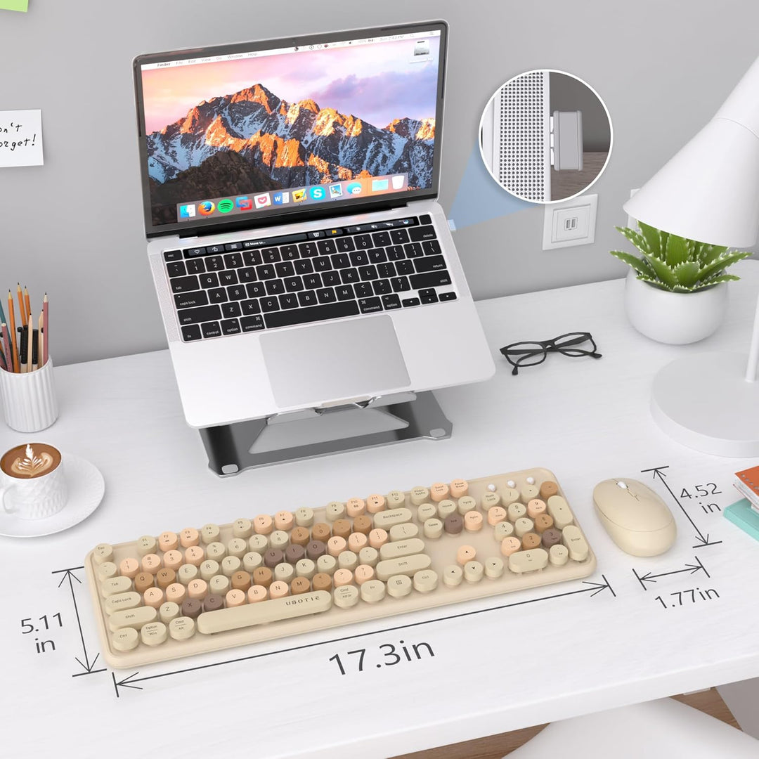 UBOTIE Teclado inalámbrico colorido para computadora y mouse óptico...