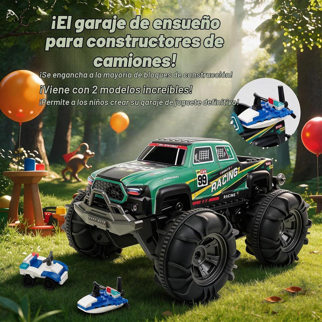 Coche de control remoto, Camión de control remoto, 2.4Ghz Todo Terreno fuera de carretera Monster Truck RC Coches Juguetes (Verde)