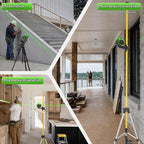 Huepar Nivel láser 4D W04CG con poste de 12 pies, kit láser verde de 360°
