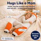 Almohada de cuerpo en forma de zorro para niños - Almohada larga de felpa suave en forma de U de 47" para niños, para dormir, leer, comodidad para ADHD y necesidades especiales, ansiedad