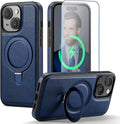 Funda para iPhone 15 con soporte compatible con Magsafe, color azul