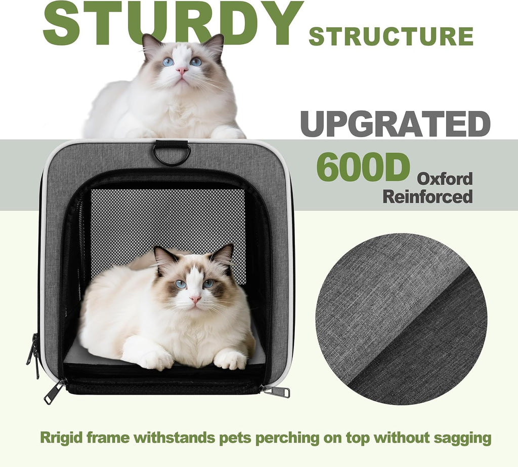 Transportador para gatos de 18 x 11 x 11 pulgadas, carga superior, bolsa de viaje para mascotas de lados suaves de más de 15 libras