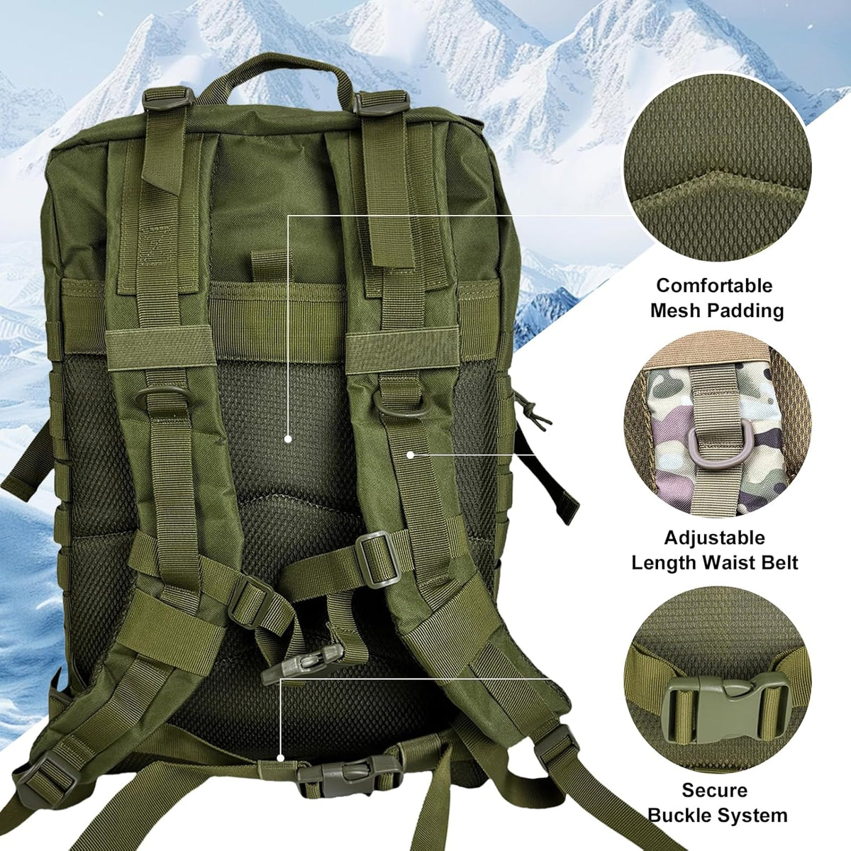Oraynn Mochila táctica militar grande de 50L Molle, paquete de asal...