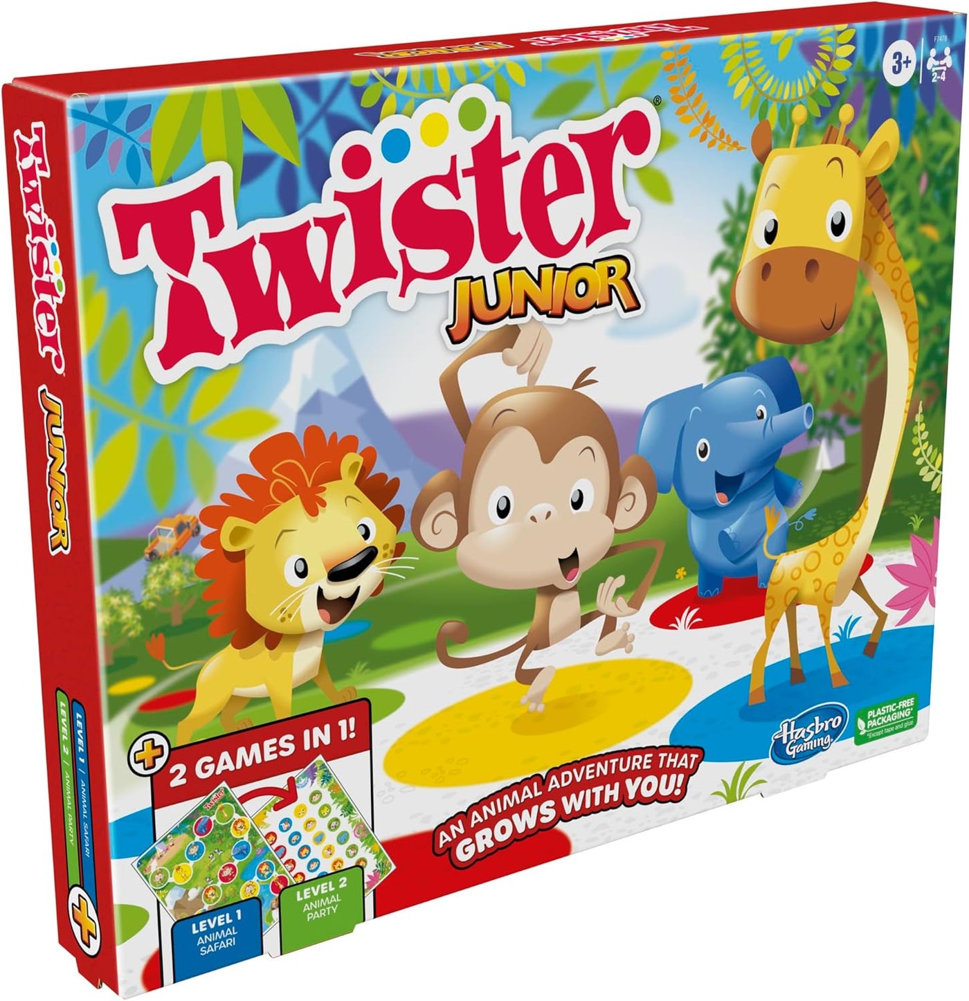 Hasbro Gaming Twister Junior Game Animal Adventure 2 caras
