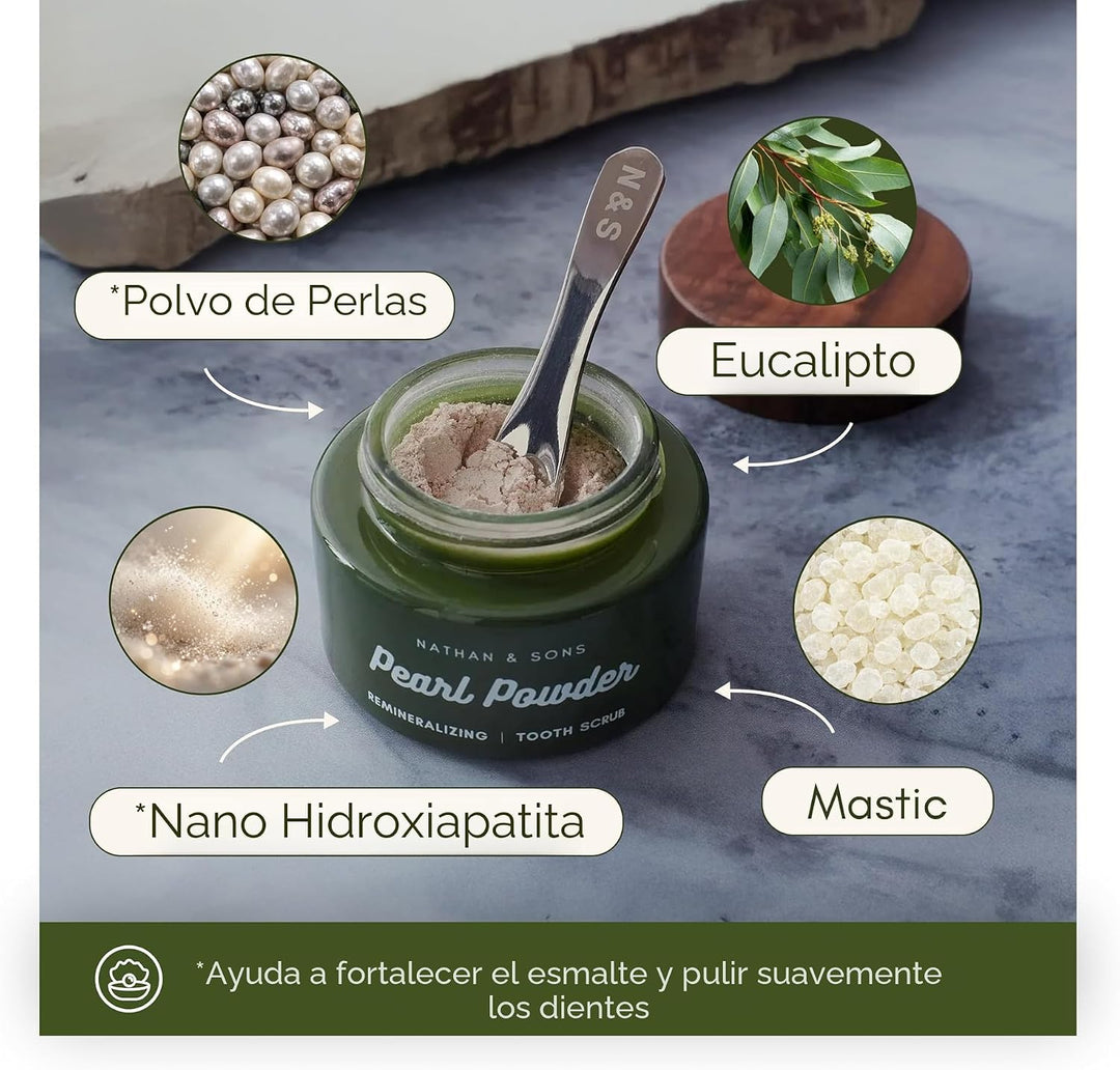 Nathan &amp; Sons Pearl - Exfoliante de dientes remineralizante, si...