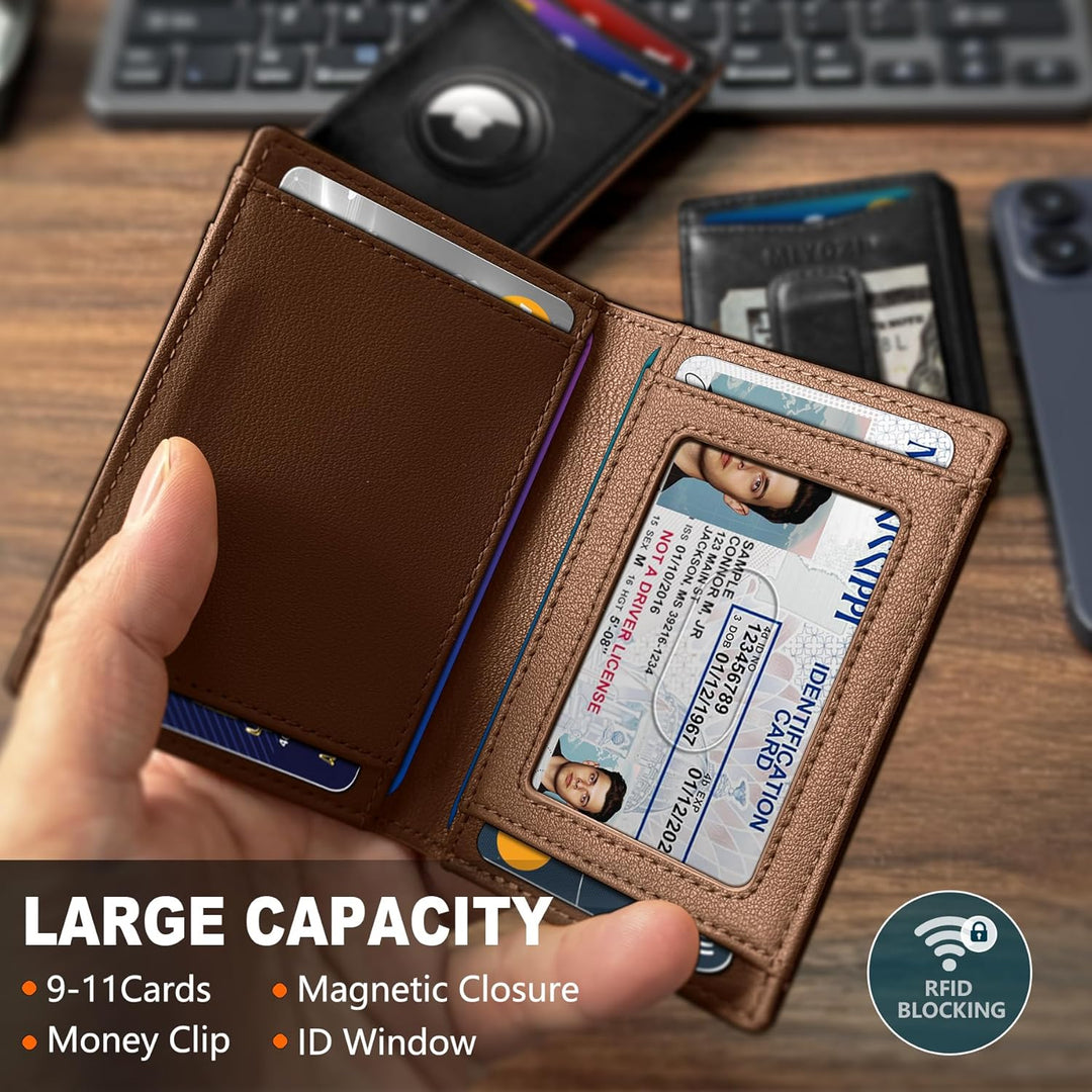 miyozi Billetera Airtag para hombre, con clip para dinero, caja de...