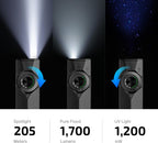 OLIGHT ArkPro Linterna EDC plana ultra recargable, 1700 lúmenes, negro ónix