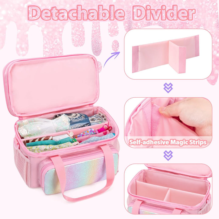 GRAOSO Estuche de transporte compatible con ropa de muñeca, organiz...