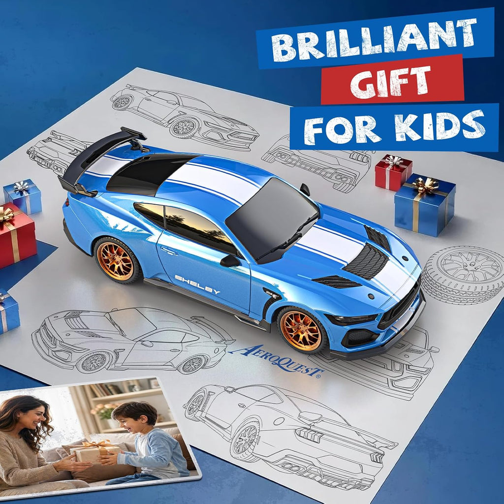 Ford Auto de control remoto para niño (escala 1:24 Shelby Super Snake-azul)