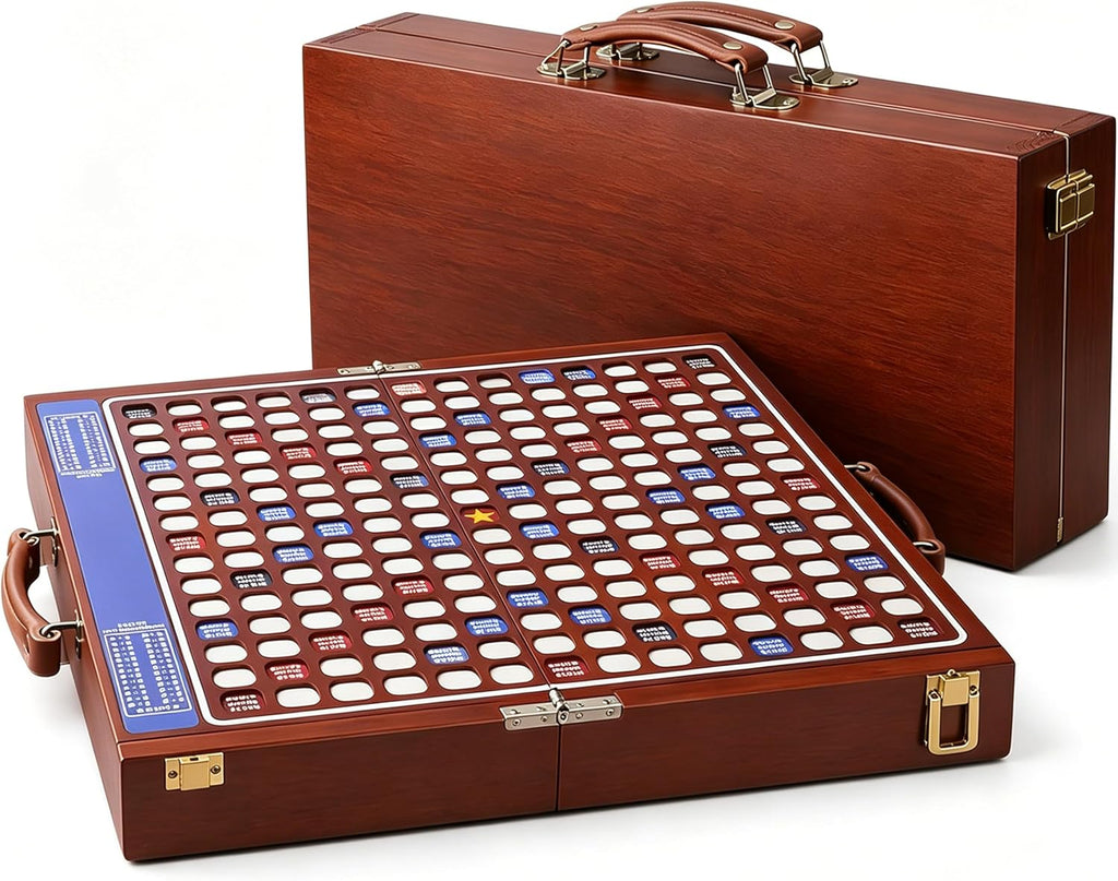 Madera maciza: juego de mesa de crucigramas de lujo con tablero giratorio