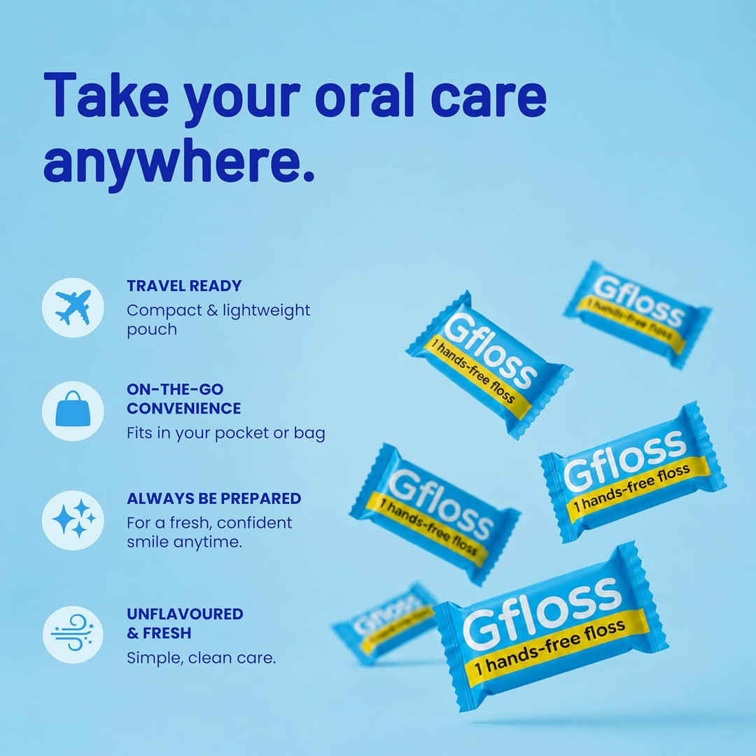 Gfloss Hilo dental manos libres para adultos, 120 hilos dentales en...