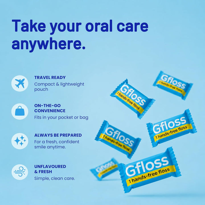 Gfloss Hilo dental manos libres para adultos, 120 hilos dentales en...