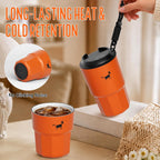 CHEERFUL GOAT Taza de café con forro de cerámica, vaso aislado de viaje de acero inoxidable con forro de cerámica, con tapa, taza de 10 onzas para café con agua caliente y fría en casa, oficina o