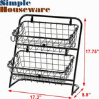 Simple Houseware Soporte rígido de 2 niveles para cesta de mercado, color negro