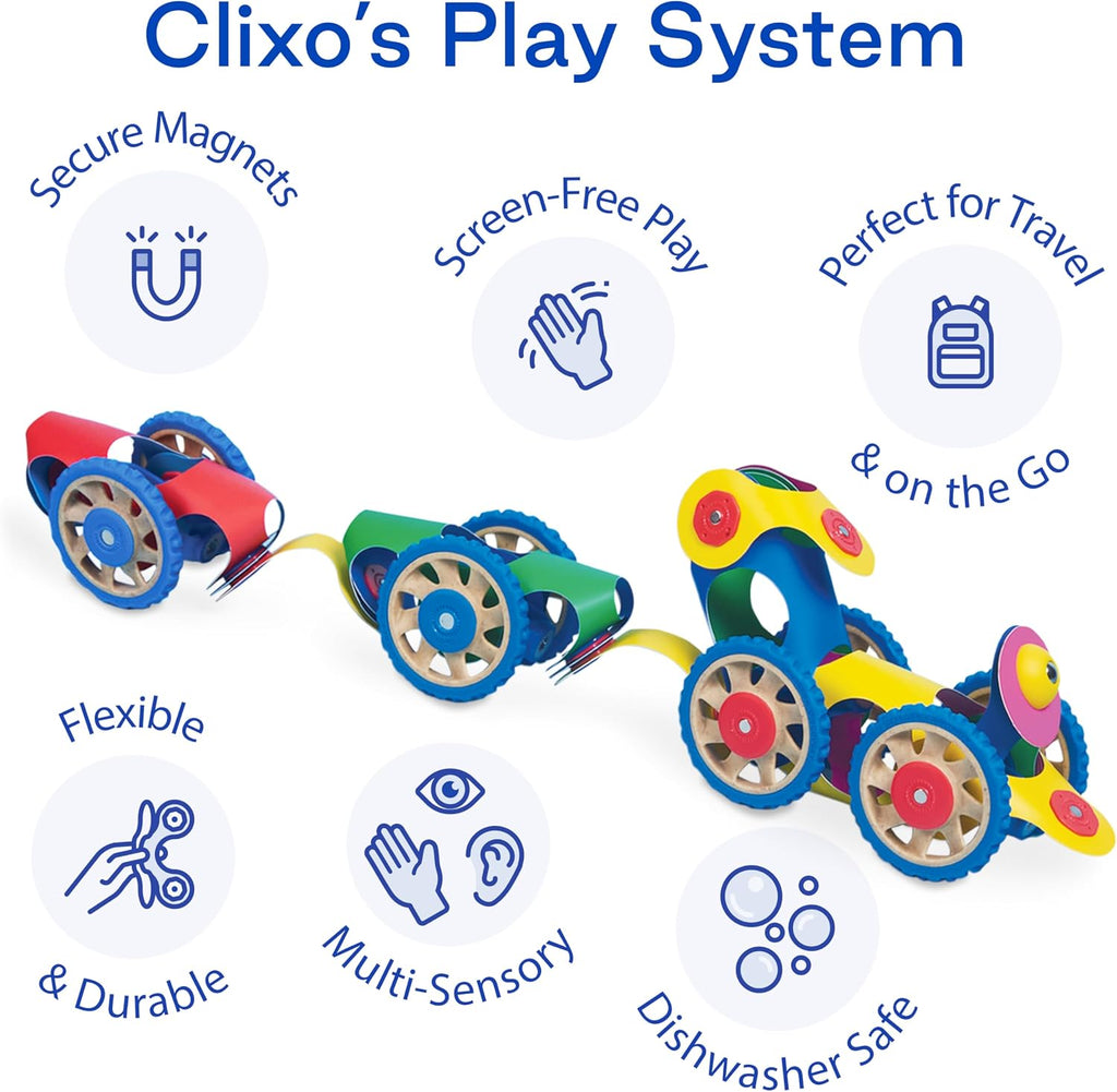 Clixo Paquete de creador de ruedas, juguetes magnéticos flexibles para