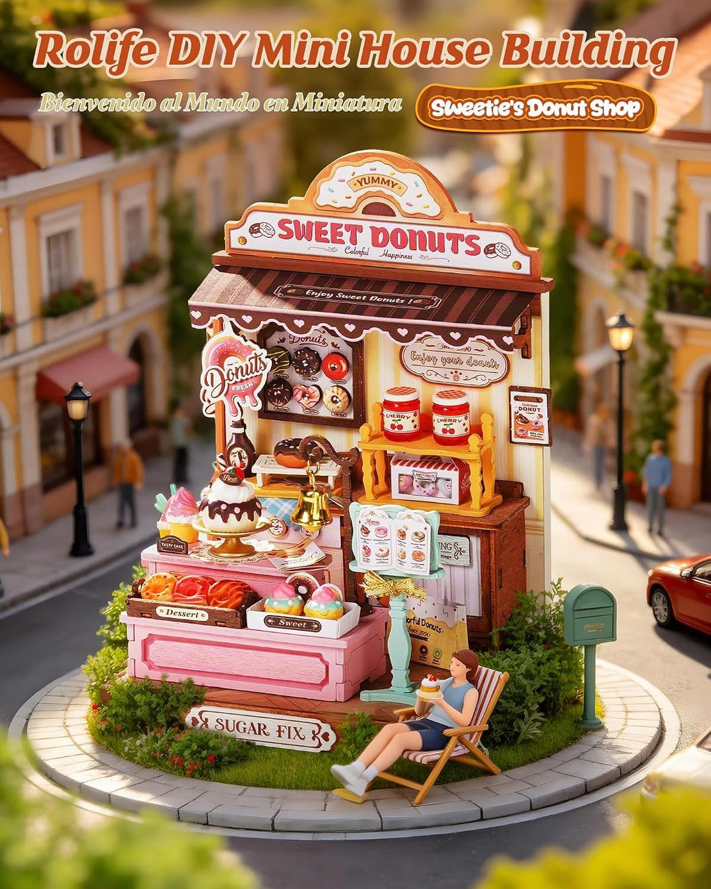 Rolife Sweetie's Donut Shop Kit de casa en miniatura para bricolaje
