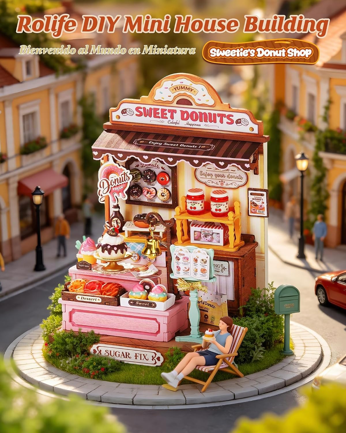 Rolife Sweetie's Donut Shop Kit de casa en miniatura para bricolaje