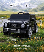 Mercedes-Benz AMG G63 - Juguetes de paseo con licencia de 12 V con control remoto, batería recargable, luces parpadeantes/luces LED, Bluetooth, música y bocina, arranque suave, batería baja