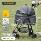 Zoosky Cochecito para mascotas 3 en 1 con transportador extraíble, cochecito plegable para perros y gatos pequeños/medianos, impermeable, todo terreno, con parasoles, asiento de coche