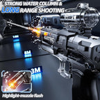 Paquete de 2 pistolas de agua eléctricas grandes para niños, pistola eléctrica automática con iluminación, pistola de agua de alcance de 40 pies, juguete de regalo para piscina al aire libre