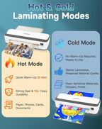Máquina laminadora OidoZac, tecnología anti-atascos de 11 en 1 con 36 hojas laminadoras, laminadora térmica de 9 pulgadas A4 en caliente y frío con cortador de papel para uso en casa, oficina y