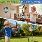 Bow y Arrow para Kids, LED Light Up Archery Set, Indoor Outdoor Sport Gifts para Boys Girls Ages 4-12
