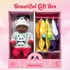Muñeca de bebé de cuerpo suave con accesorios y 4 juegos de trajes de animales, Afroamericano