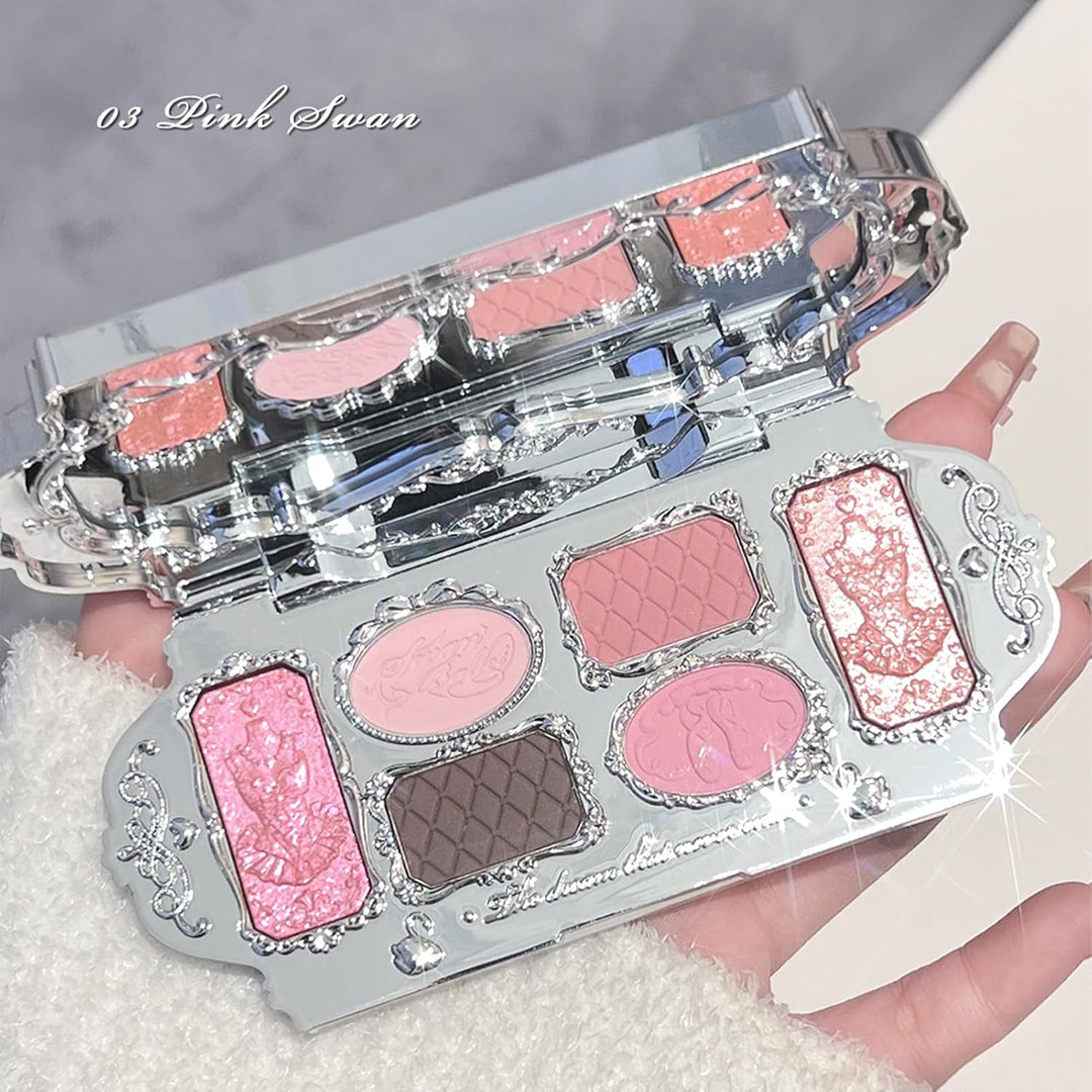 Flower Knows Swan Ballet Paleta de maquillaje de seis colores, pale...