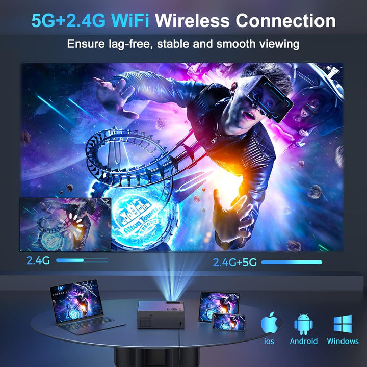 【28000 lúmenes de alta luminosidad】Proyector con WiFi 5G y Bluetoot...