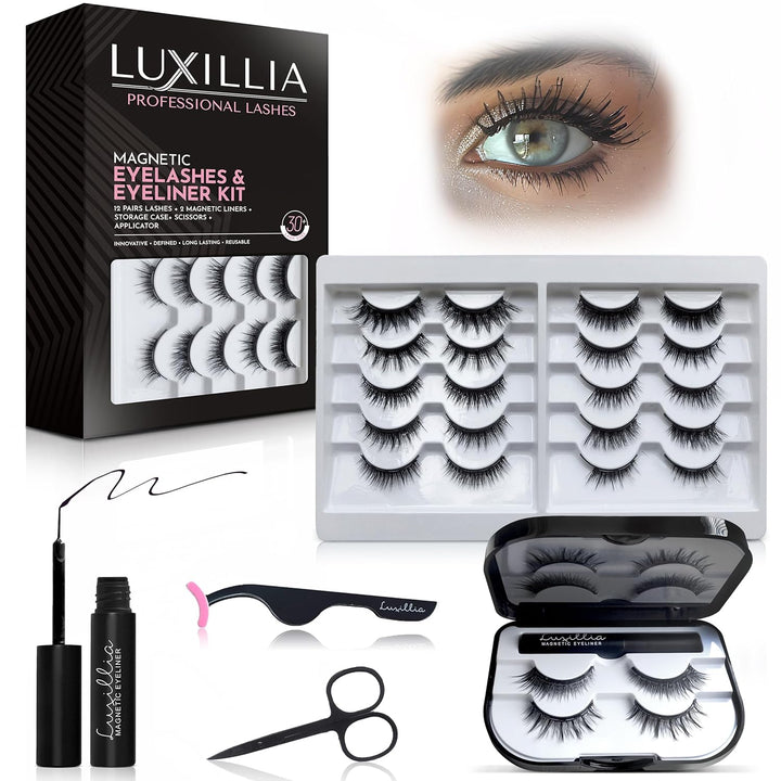 Luxillia Kit de pestañas magnéticas \u2013 Juego de pestañas magnét...