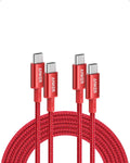 Anker - Cable USB C a USB C, cable de carga rápida de 100 W (paquete de 2, 10 pies, rojo)
