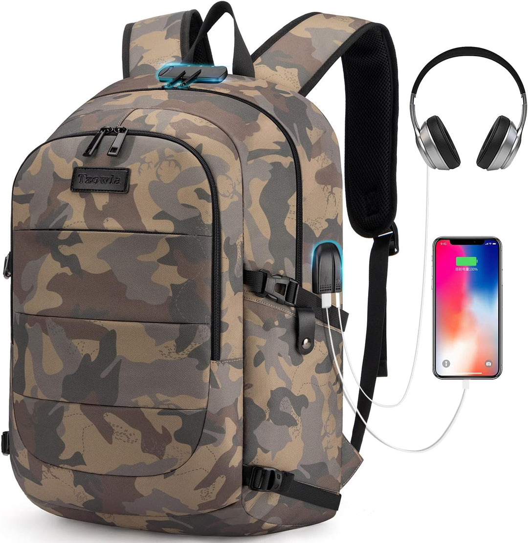 Tzowla, mochila de viaje para computadora portátil resistente al ag...