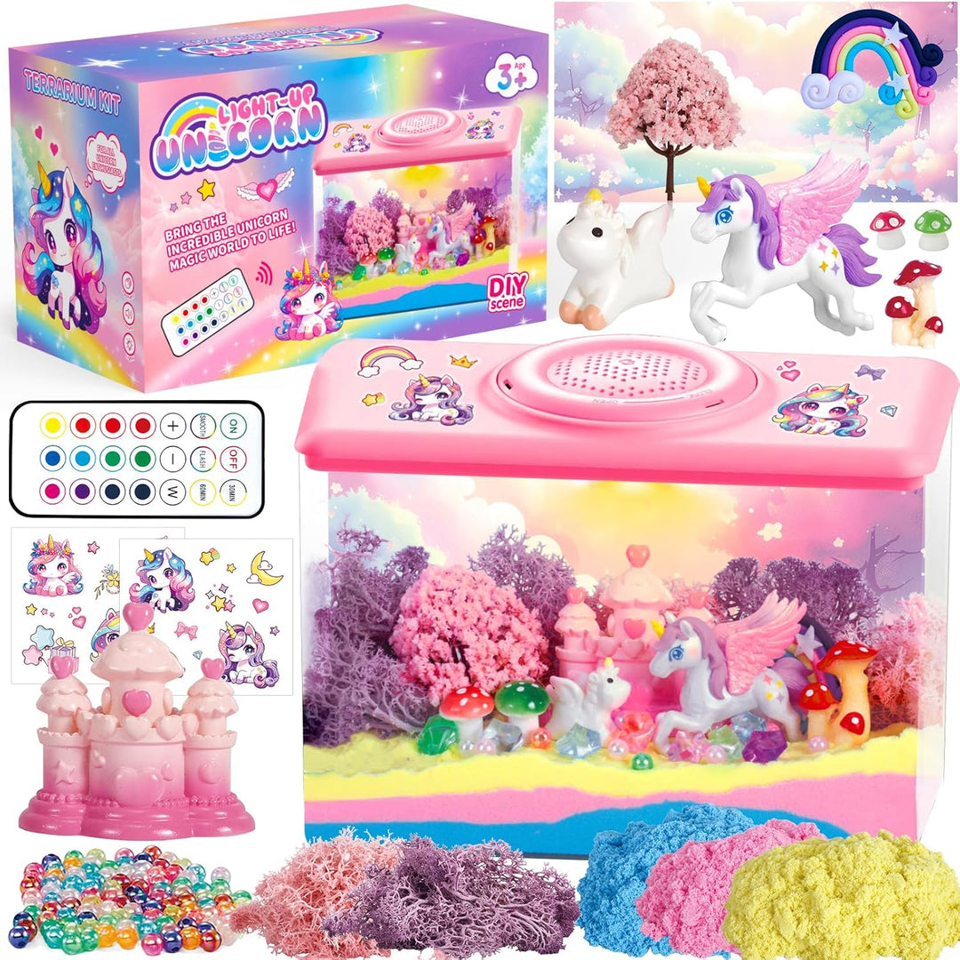 Kit de terrario de unicornio iluminado para niños - Luz