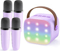 YLL Mini máquina de karaoke con 4 micrófonos inalámbricos, regalos para