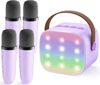 YLL Mini máquina de karaoke con 4 micrófonos inalámbricos, regalos para
