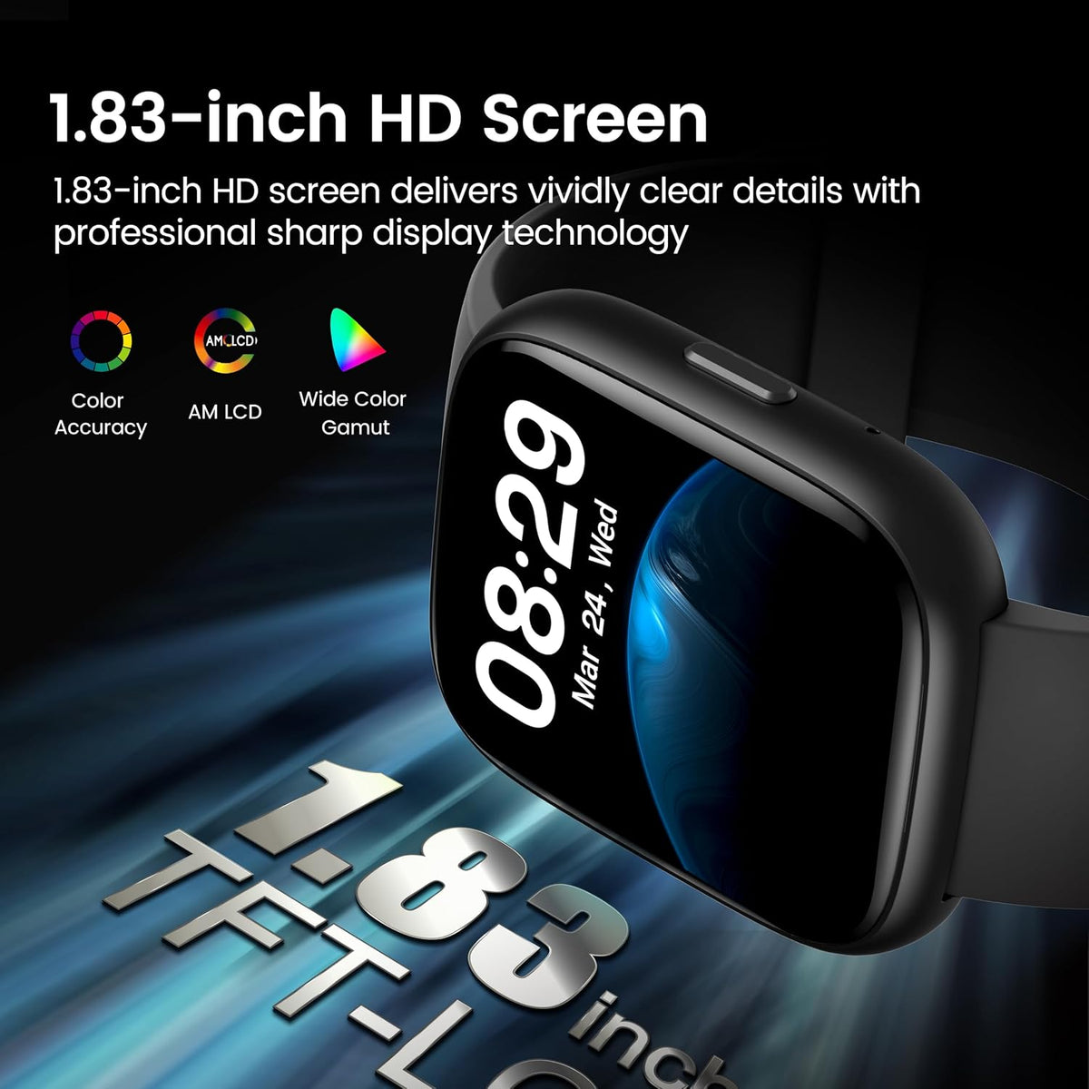 Reloj inteligente con Alexa integrado, rastreador de fitness de llamadas Bluetooth HD de 1.83 pulgadas
