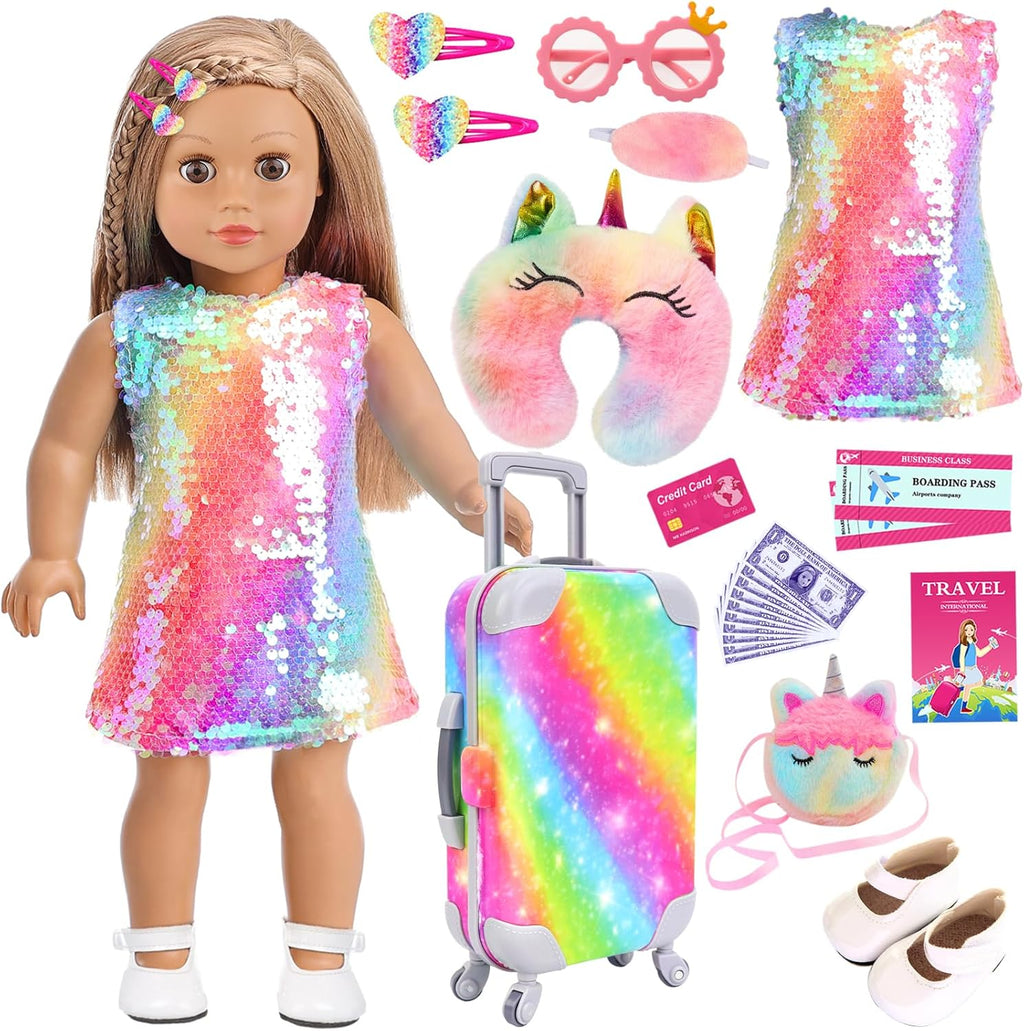 K.T. Fancy 23 piezas de ropa y accesorios para muñecas americanas