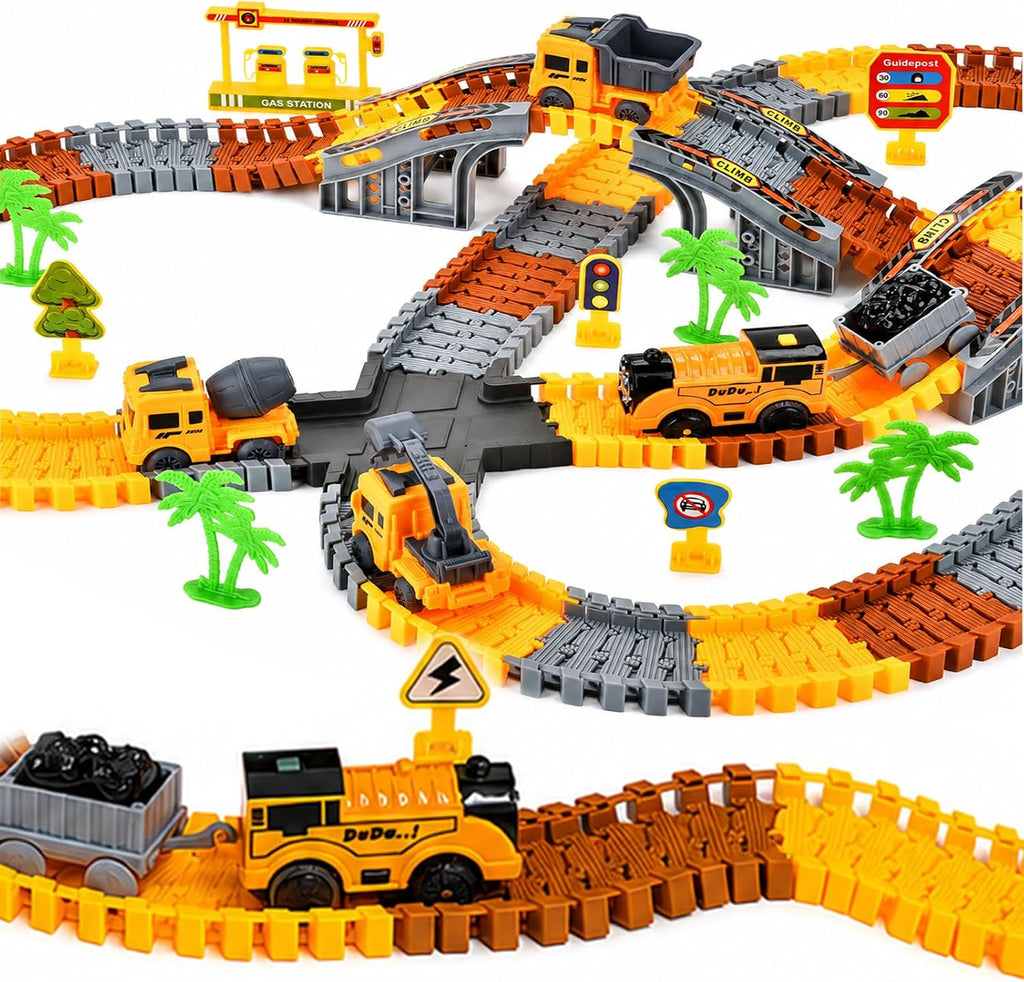 Construction Race Track Set 235 Pcs Toy para Kids 3-8 Flexible DIY Road Toy