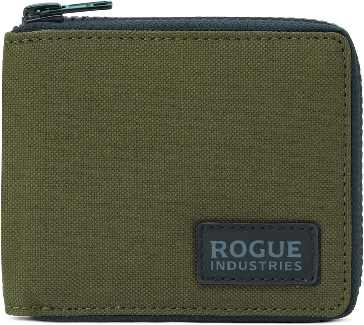 ROGUE WALLET Cartera de nailon con cremallera, Caqui